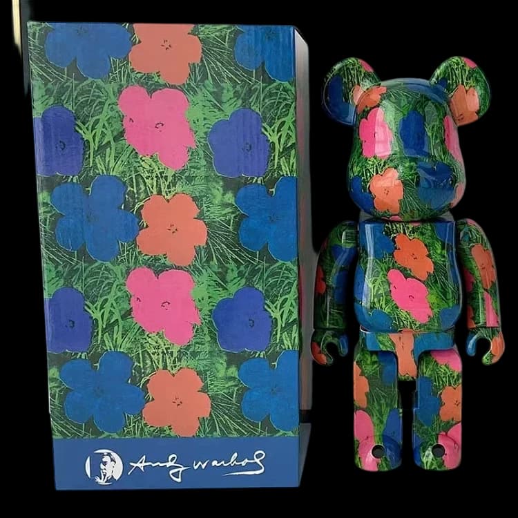 Front product image of Bearbrick x Andy Warhol Flowers