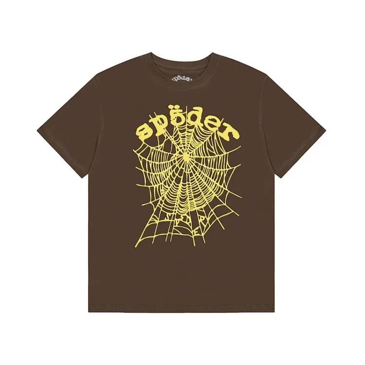 Sp5der OG Web Tee Brown T-shirt product reference on a clean white background