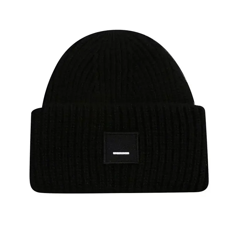 Acne Studios Face-Patch Ribbed Beanie — Black product reference on a clean background