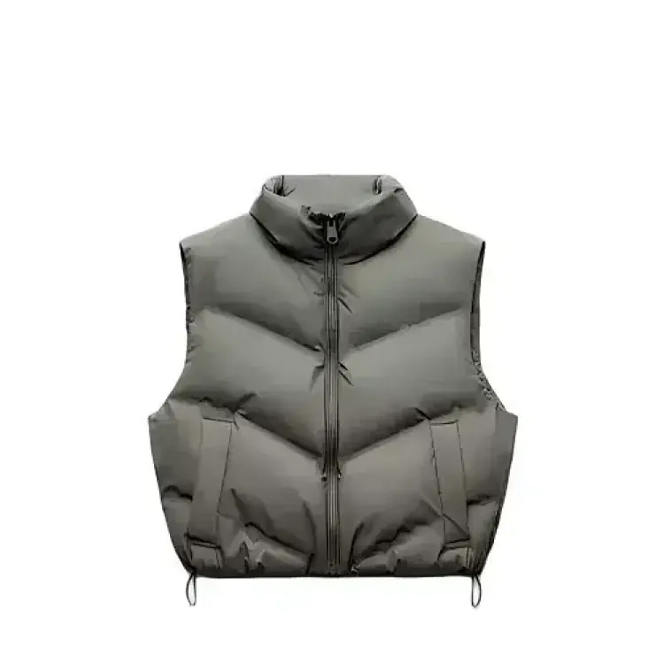 Zara High-Collar Puffer Vest — Taupe product reference on a clean background