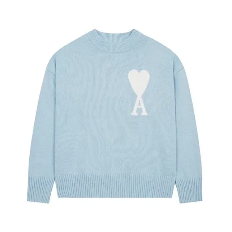 AMI Paris Ami de Cœur Crewneck Sweater — Light Blue product reference image