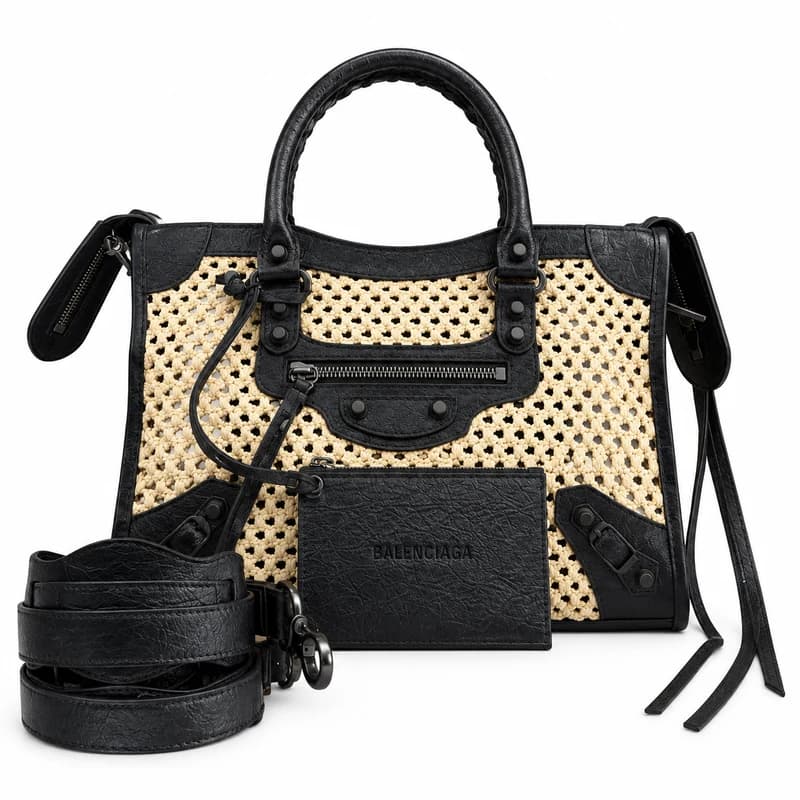 Balenciaga Le City — Beige Woven Body with Black Trim product reference image