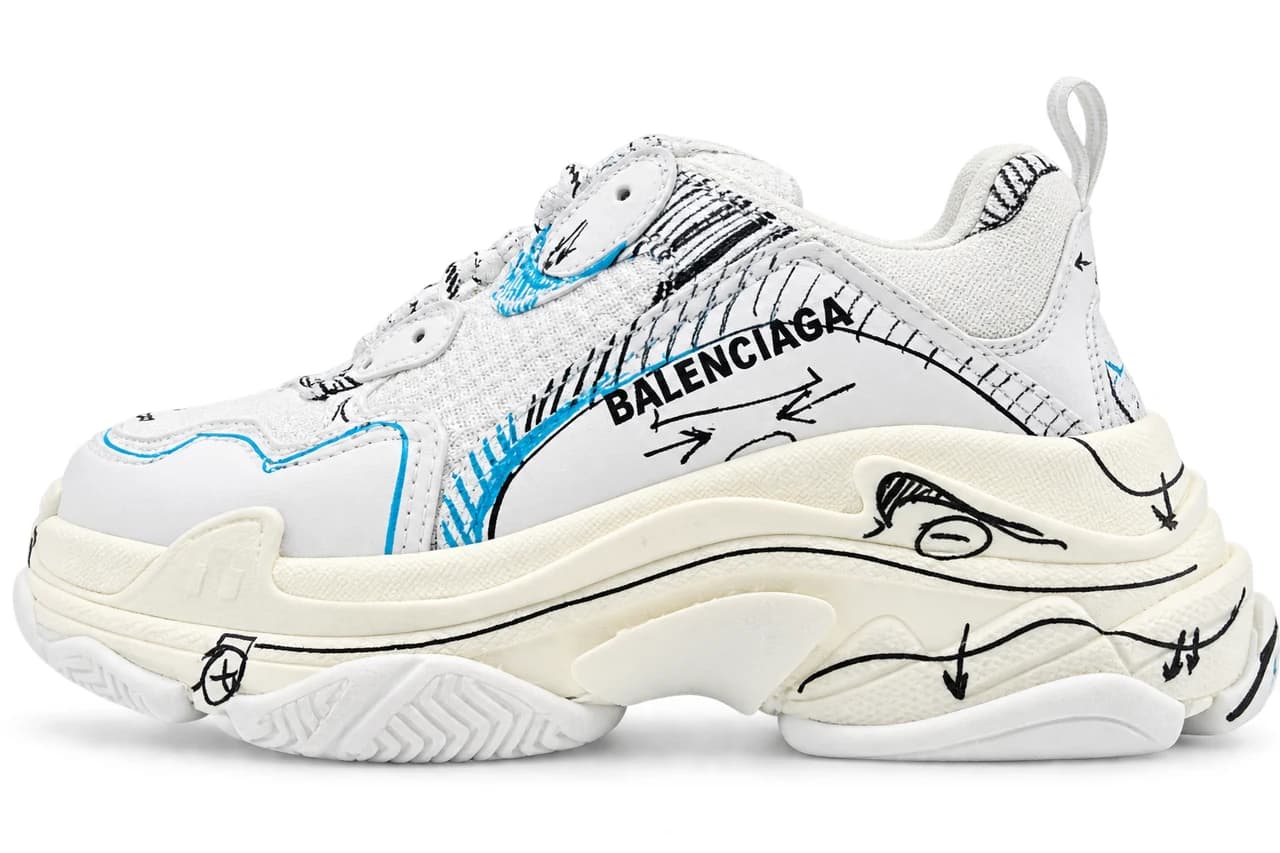 Balenciaga Triple S White & Blue Graffiti product reference image