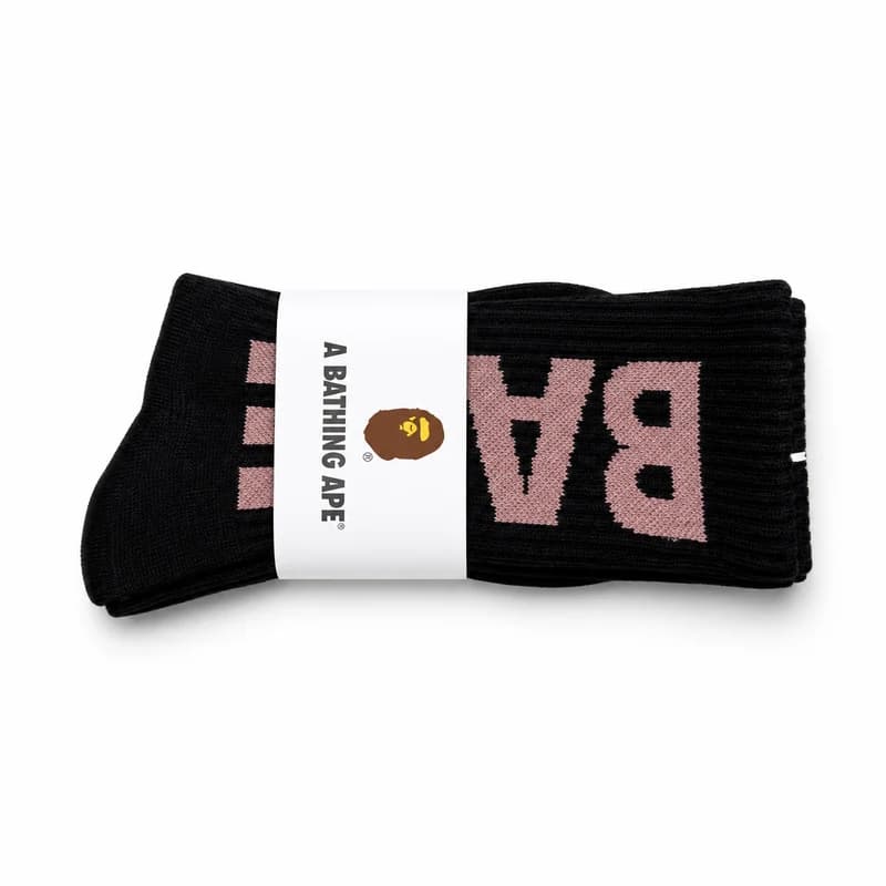 BAPE Letter Logo Socks — Black/Pink product reference image