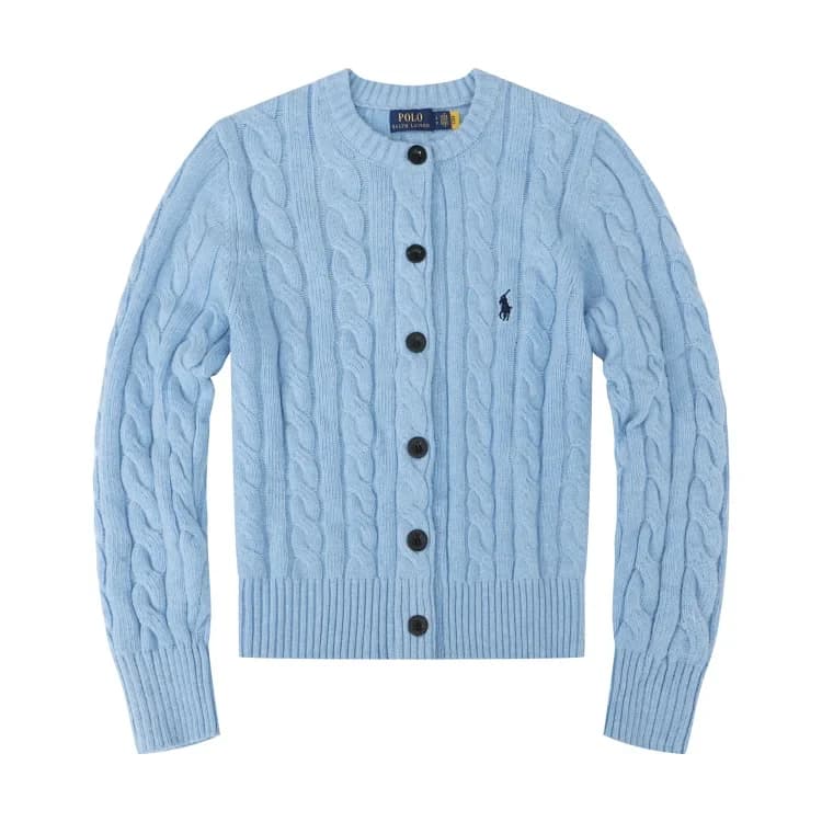 Polo Ralph Lauren Cable-Knit Cardigan — Light Blue