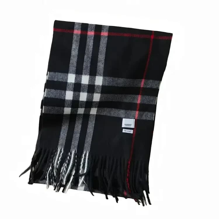 Burberry Black Check Fringe Scarf product reference image