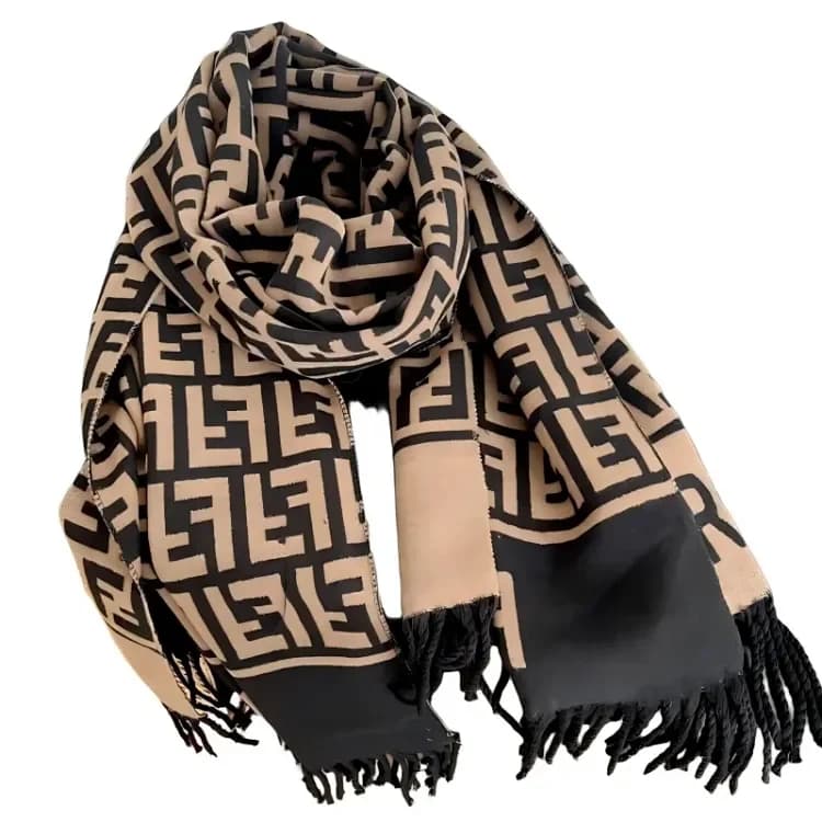 Fendi Beige FF Monogram Fringe Scarf product reference image