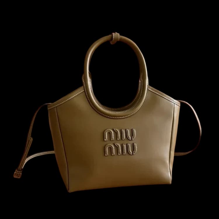 Front product image of Miu Miu Ivy Brown Tote Bag