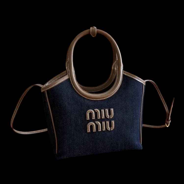 Front product image of Miu Miu Ivy Denim-Style Tote Bag