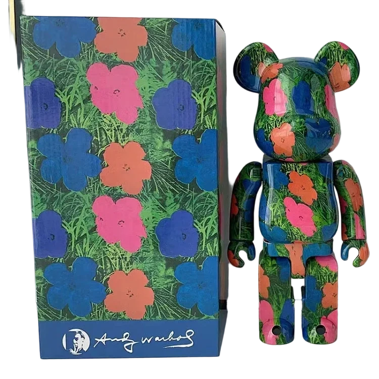 Front product image of Bearbrick x Andy Warhol Flowers