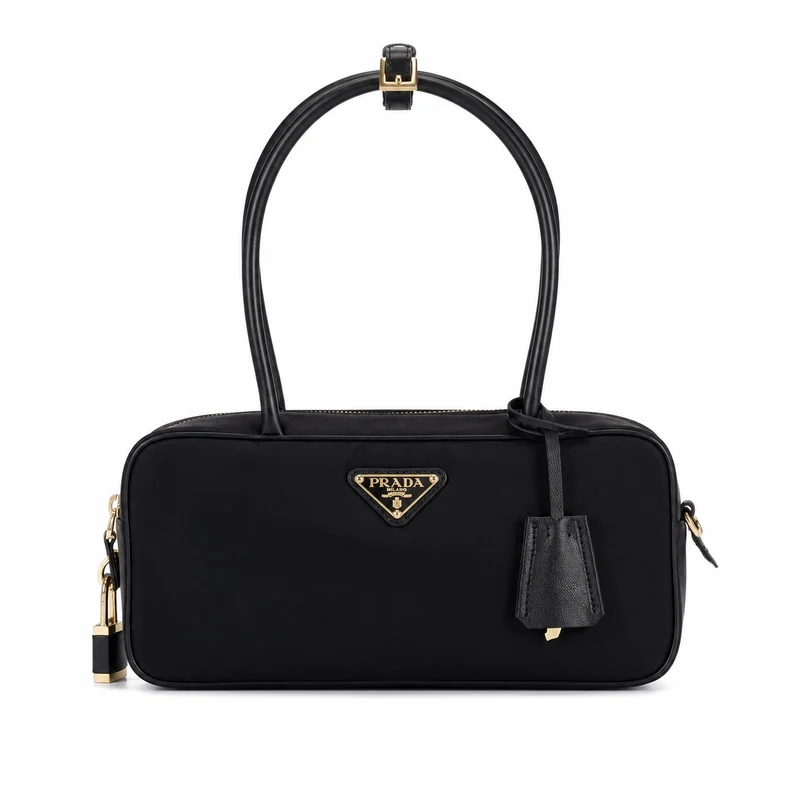 Front product image of Prada Re-Nylon and Leather Small Top-Handle Bag