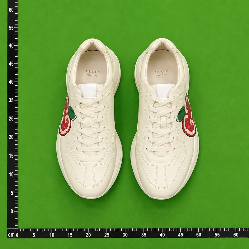 QC photo reference for Gucci Rhyton Vintage Trainer