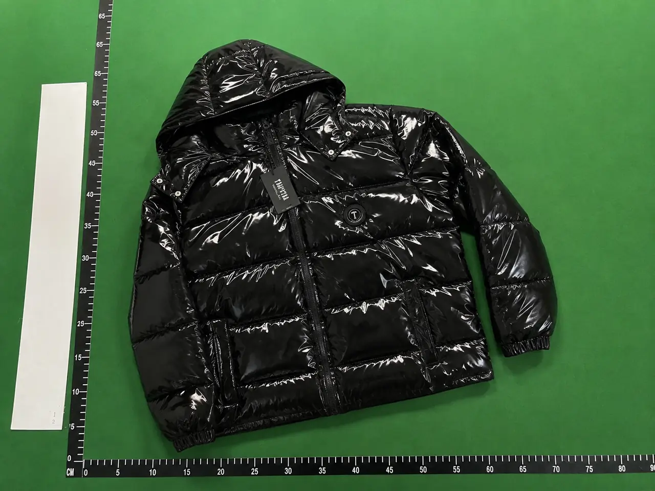 QC photo reference for Trapstar Hyperdrive Shiny Puffer Jacket