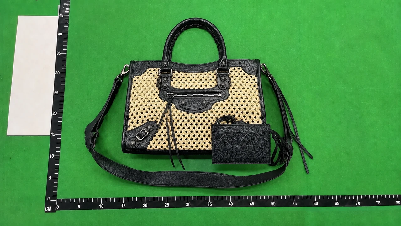 QC photo reference for Balenciaga Le City — Beige Woven Body with Black Trim